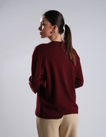 Bordo Uzun Kollu Bluz