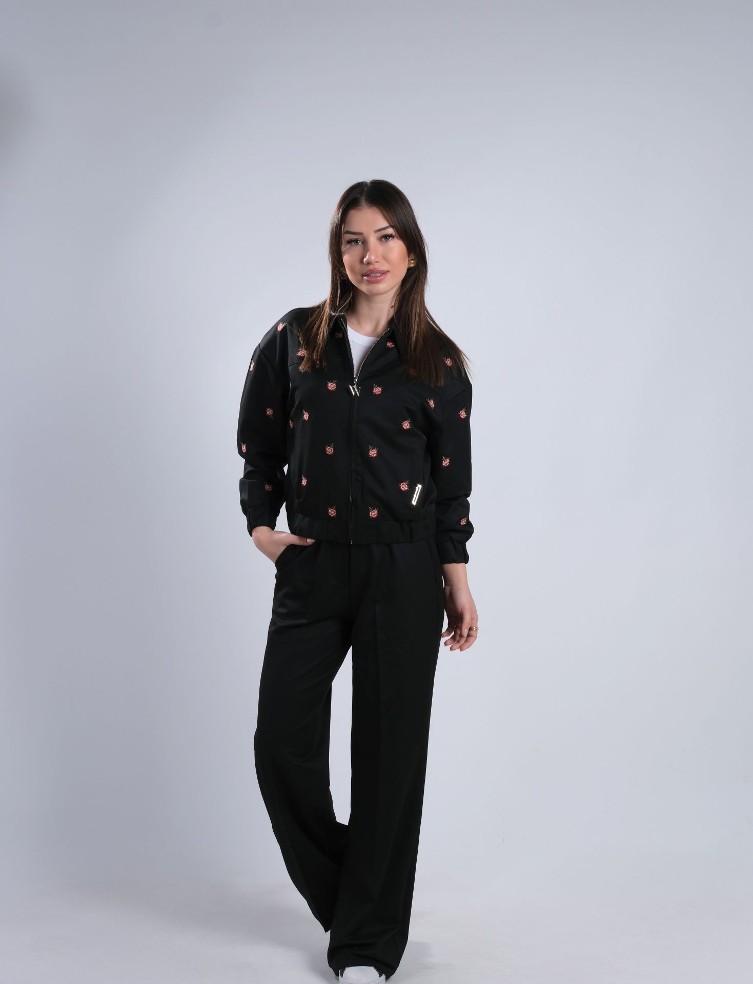 Raw Gül Nakışlı Ceket Pantolon Takım