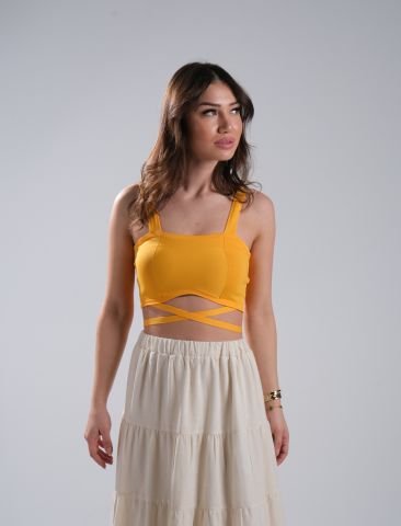 Belden Bağlamalı Triko Crop