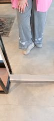 Açık Gri İşlemeli Etek Görünümlü Kot Pantolon