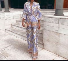 Saten Dokulu Kimono Takım