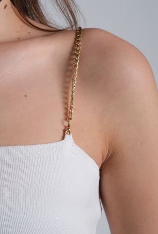 Zincir Askı Detay Triko Crop Bluz