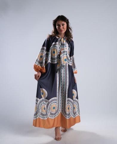 Şal Yaka Saten Elbise