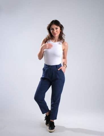 Yıkamalı Düğmeli Pantolon