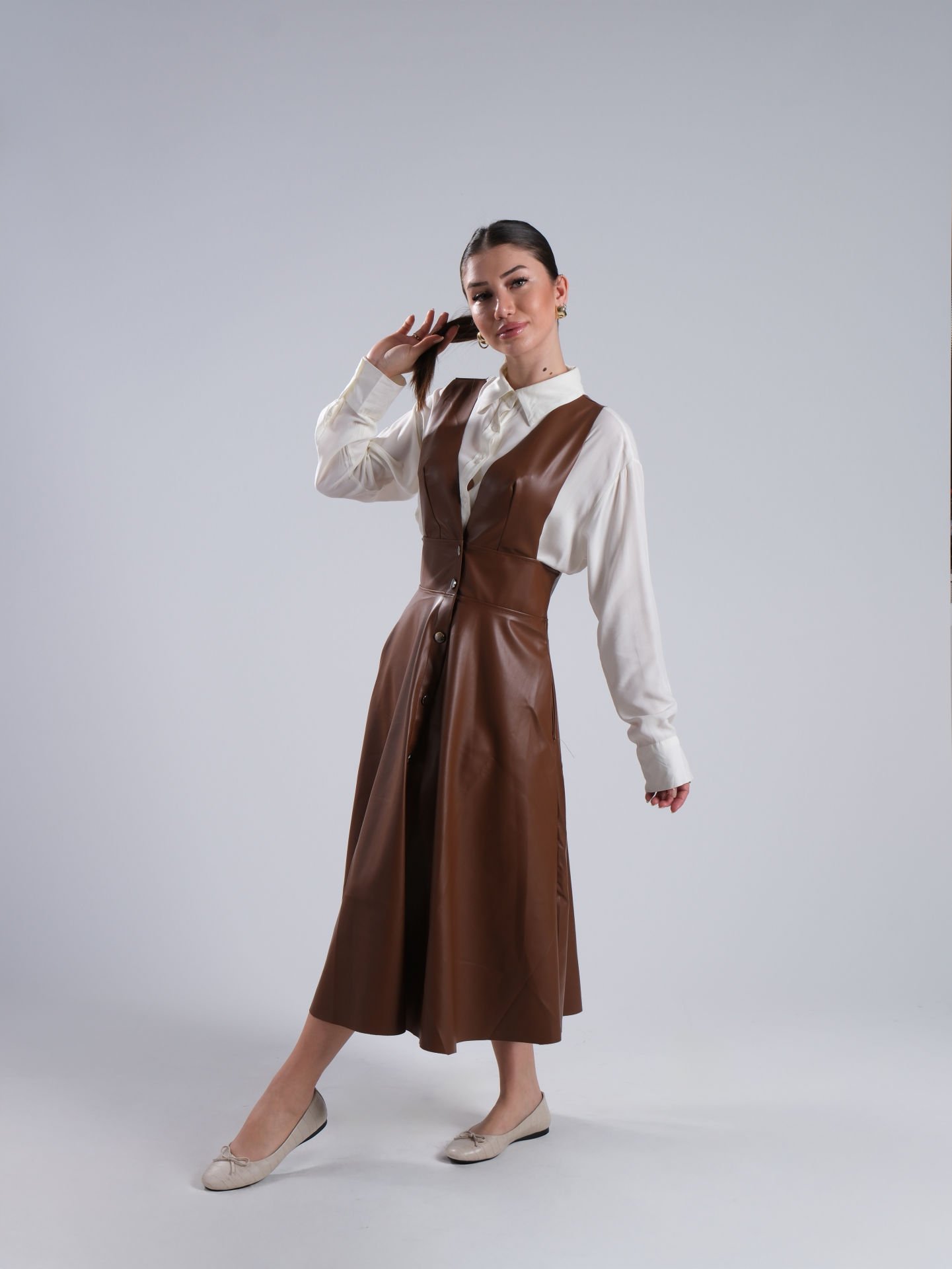 Boneta Dirndl Deri Elbise