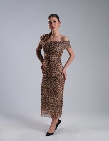 Leopar Tül Elbise