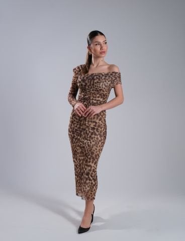 Leopar Tül Elbise
