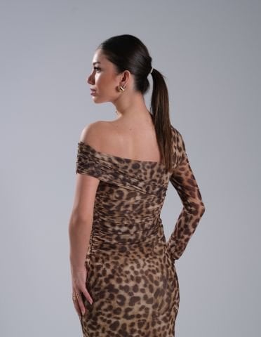 Leopar Tül Elbise